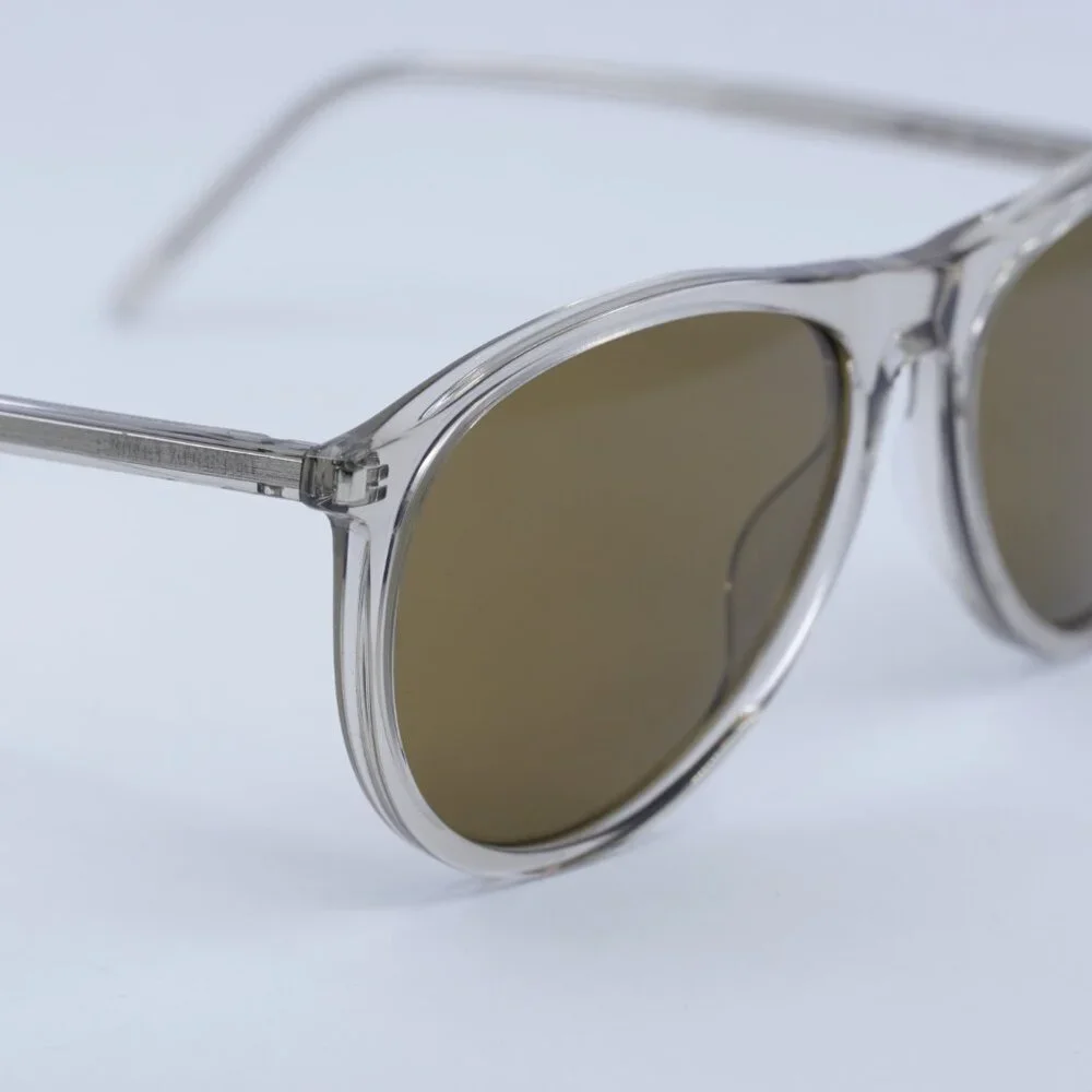 Saint Laurent SL667 004 Sunglasses Beige Aviator Frame, Brown Lenses - Picture 5 of 11